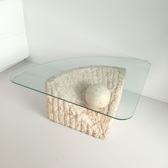 Image 1 of Vintage Mactan salontafel schelpvorm glasplaat