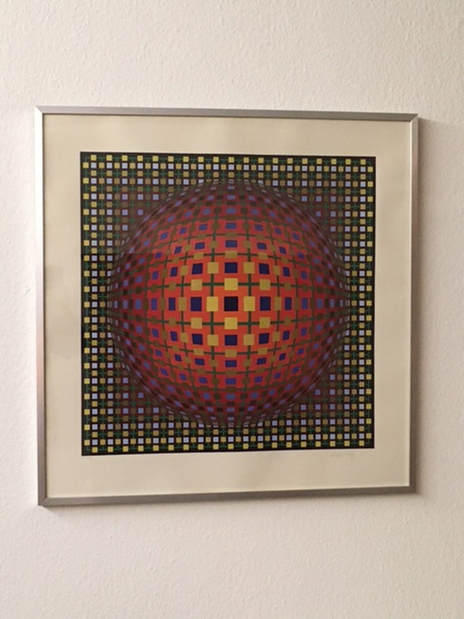 Victor Vasarely 'Bolvorm op vlak' – lithos zeefdrukken, Paper, Modern