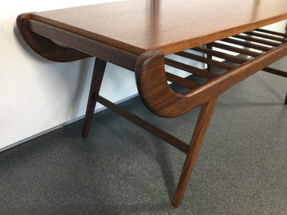 Image 1 of Vintage Teakhouten Salontafel met omkeerbaar blad