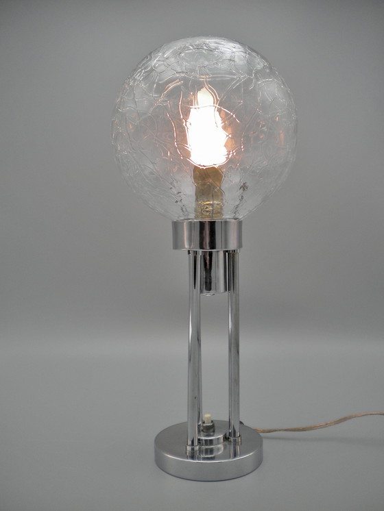 Image 1 of Claude-Paz et Silva - Zeldzame chromen modernistische Art Deco lamp uit de jaren 30