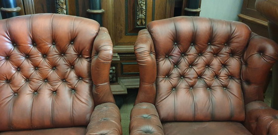 Image 1 of 2 vintage chesterfield fauteuils