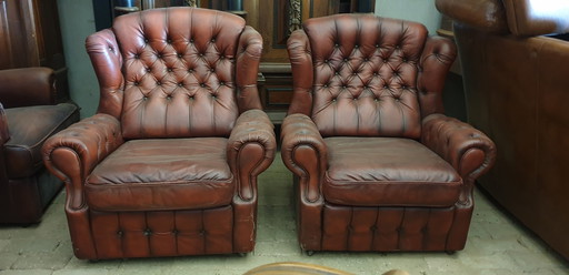 2 vintage chesterfield fauteuils
