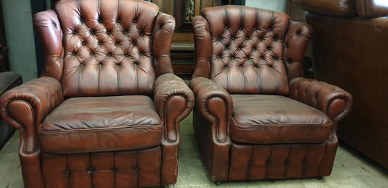 Image 1 of 2 vintage chesterfield fauteuils