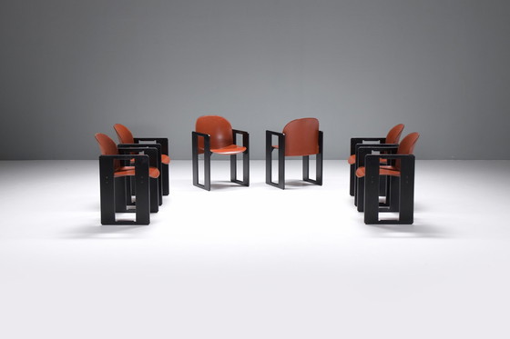 Image 1 of Bijpassende lederen Dialogo eetkamerstoelen van Afra e Tobia Scarpa voor B&B Italia