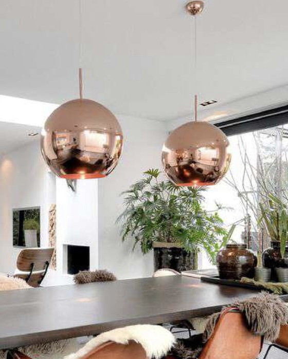 Image 1 of 2x Tom Dixon Copper Shade hanglamp