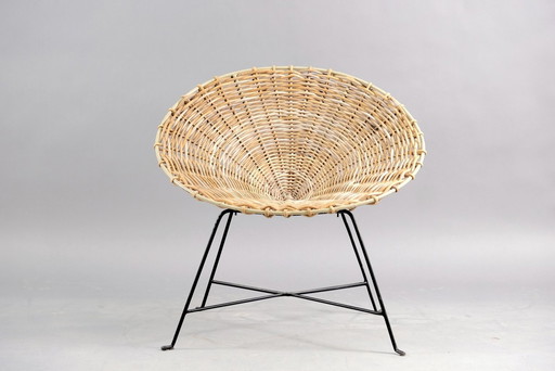 Rotan loungestoel Mid-Century , jaren 60