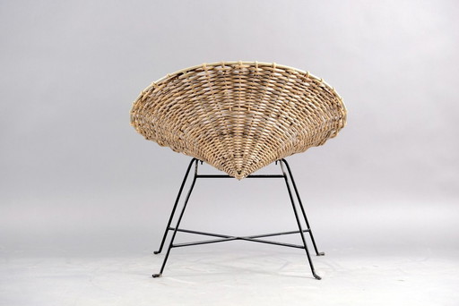 Rotan loungestoel Mid-Century , jaren 60