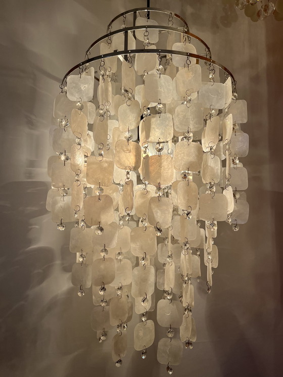 Image 1 of Capiz vintage schelpen hanglamp design opaline parelmoer 