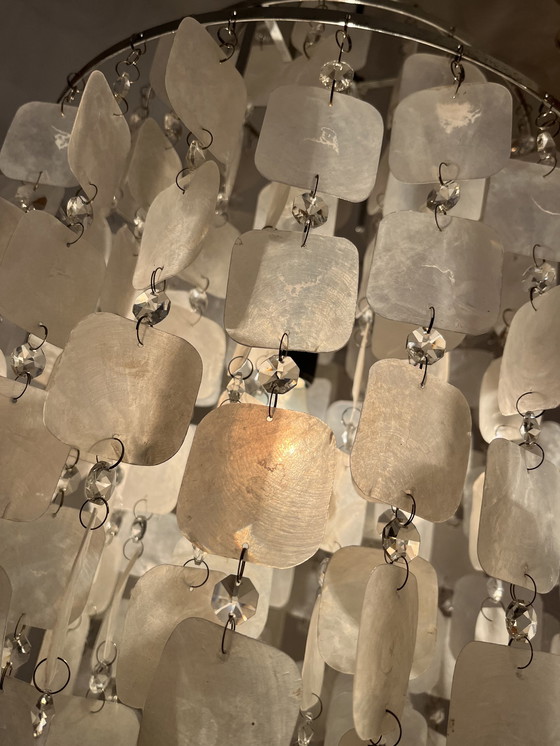 Image 1 of Capiz vintage schelpen hanglamp design opaline parelmoer 