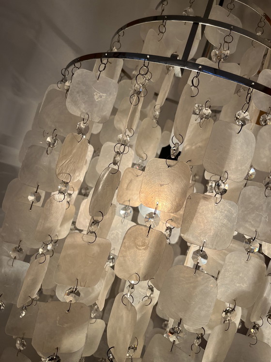 Image 1 of Capiz vintage schelpen hanglamp design opaline parelmoer 