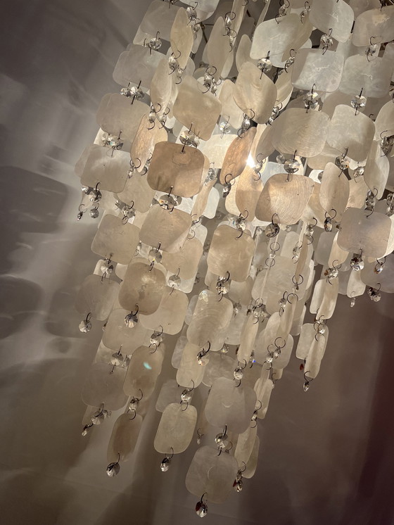 Image 1 of Capiz vintage schelpen hanglamp design opaline parelmoer 