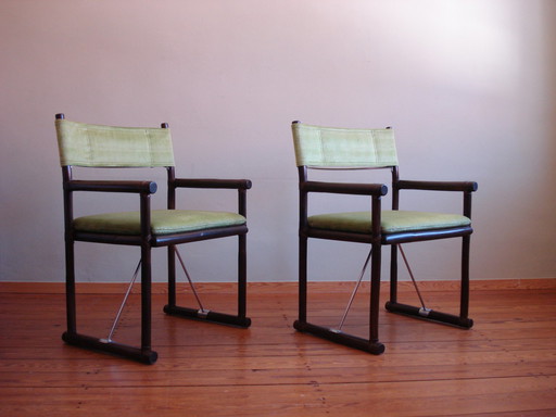 2x vintage rotan safaristoelen