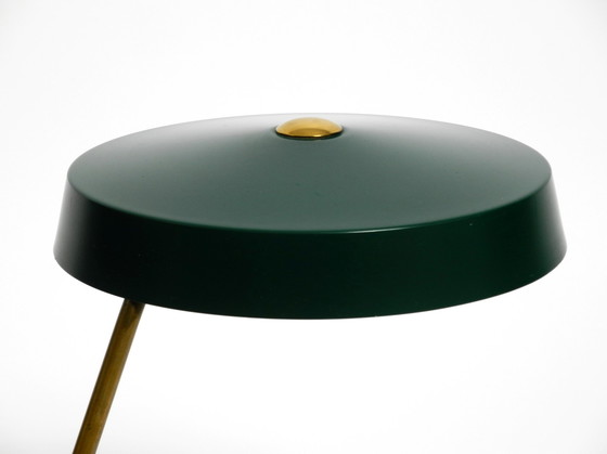 Image 1 of Originele grote zware Mid Century Modern metalen tafellamp in British Groen in dromerige staat