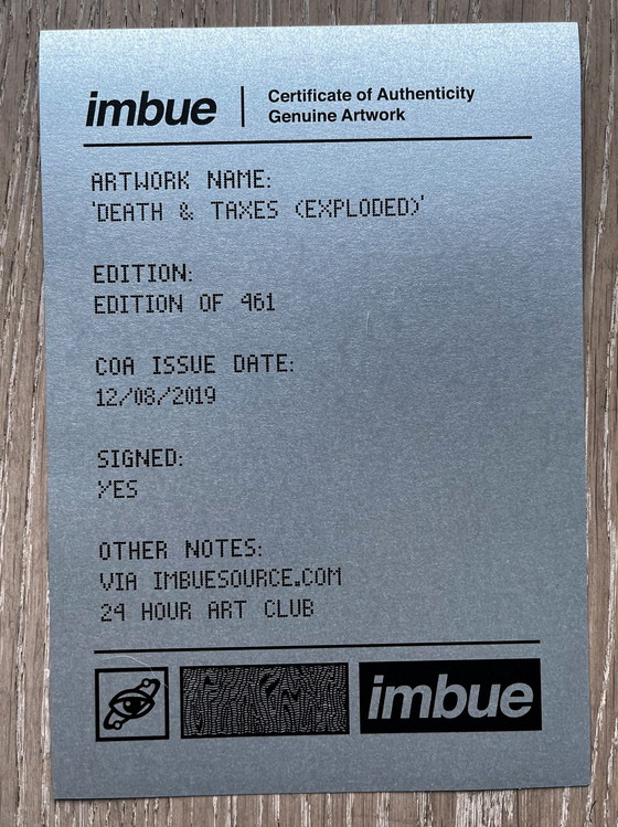 Image 1 of Imbue - Litho van overlijden en belastingen