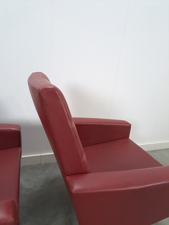 Image 1 of Vintage bordeauxrode draaifauteuil