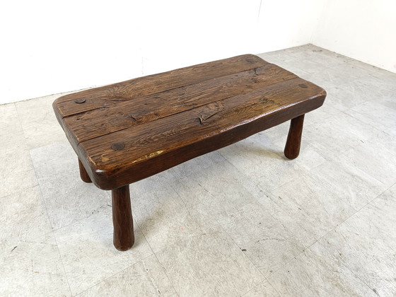 Image 1 of Brutalist massief houten salontafel