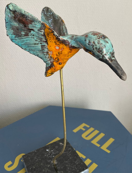 Kingfisher - Raku gestookte ijsvogel