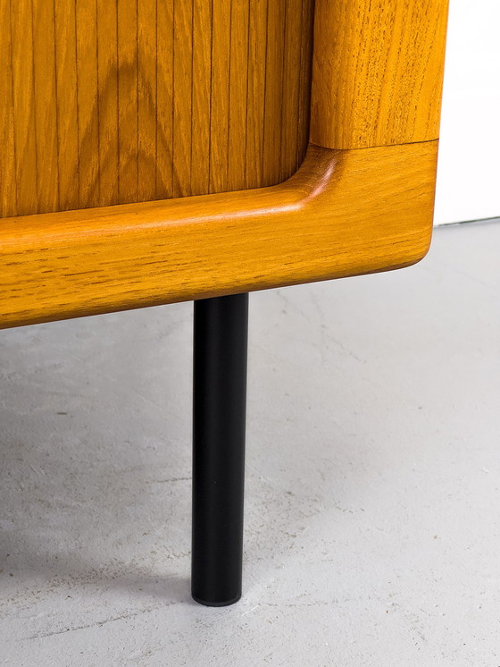 Image 1 of Deens teakhouten Dressoirs met jaloeziedeuren van CFC Silkeborg, jaren 80