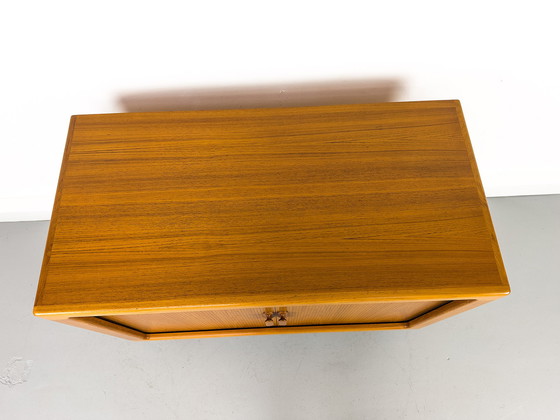 Image 1 of Deens teakhouten Dressoirs met jaloeziedeuren van CFC Silkeborg, jaren 80