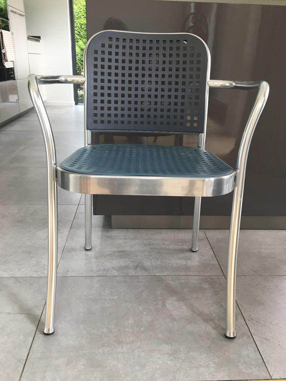 Image 1 of 4x De Padova Silver Chair eetkamer/vergaderstoelen grijsblauw