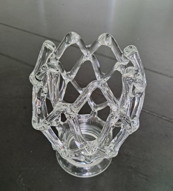 Image 1 of Vintage 'lattice' mondgeblazen kunstvaas