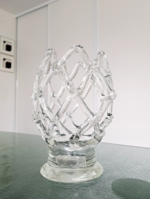 Vintage 'lattice' mondgeblazen kunstvaas