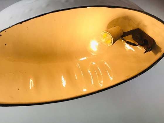 Image 1 of Franse vintage emaille hanglamp