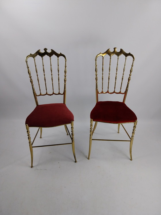 Image 1 of Set 2 chiavari stoelen in messing van Giuseppe Geatano