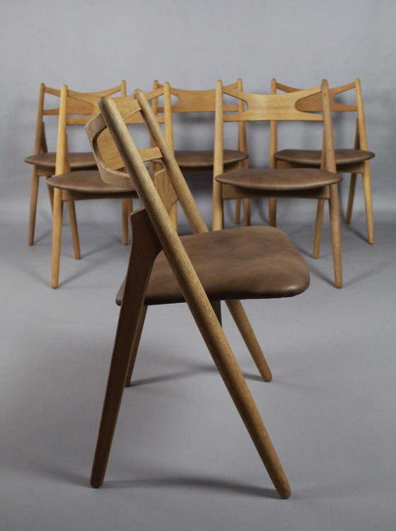 Image 1 of 6x Carl Hansen & Son CH29 stoelen van Hans J Wegner