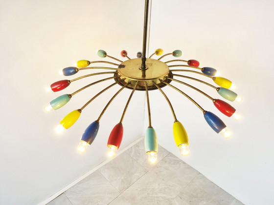 Image 1 of Vintage koperen spin kroonluchter