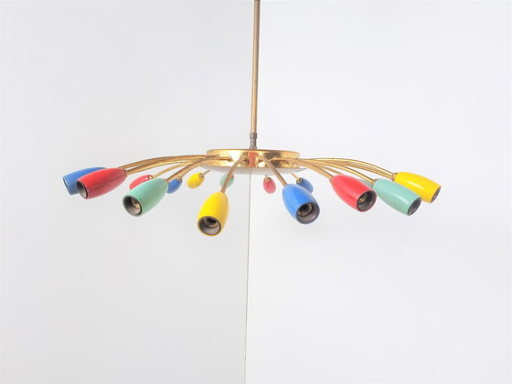 Image 1 of Vintage koperen spin kroonluchter