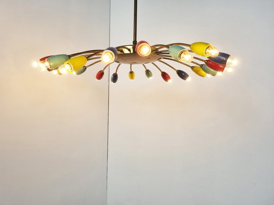 Image 1 of Vintage koperen spin kroonluchter