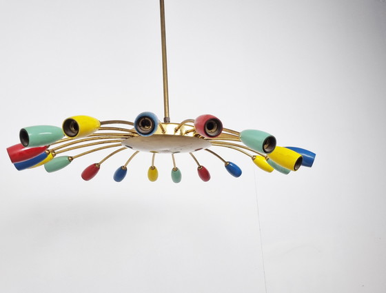 Image 1 of Vintage koperen spin kroonluchter