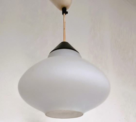 Image 1 of Philips melkglazen hanglamp eind jaren vijftig 