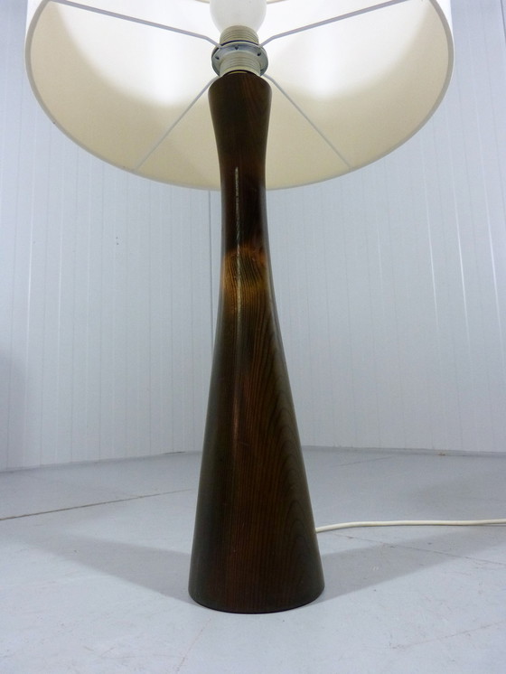 Image 1 of Grote houten vintage diabolo tafellamp, 1960’s