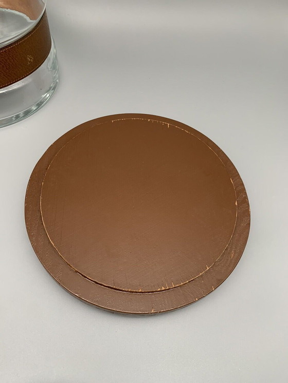 Image 1 of Vintage glazen punch, glazen schaal, bril met echt leren gesp