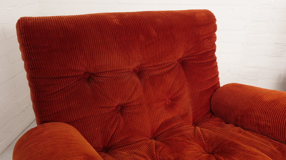 Image 1 of Vintage Bankstel 3 Zits Hocker Fauteuil Roestkleur Vintage Bankstel 3 Zits Hocker Fauteuil Roestkleur Vintage Bankstel 3 Zits Ho