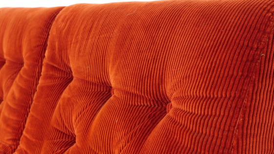 Image 1 of Vintage Bankstel 3 Zits Hocker Fauteuil Roestkleur Vintage Bankstel 3 Zits Hocker Fauteuil Roestkleur Vintage Bankstel 3 Zits Ho