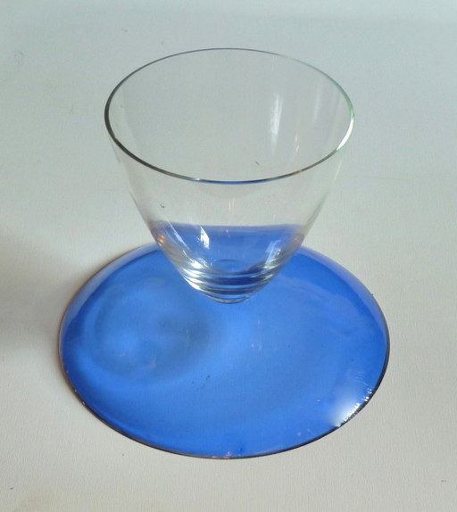 Fruitschaal in blauw en transparant glas