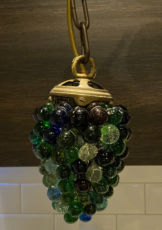 Image 1 of Vintage Druiventros glas lamp