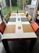 Canarias Design tafel met 6 leren stoelen