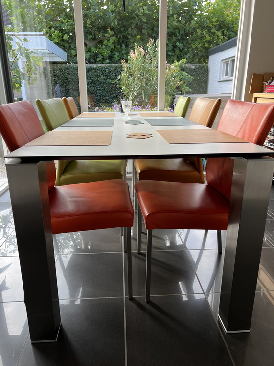 Image 1 of Canarias Design tafel met 6 leren stoelen