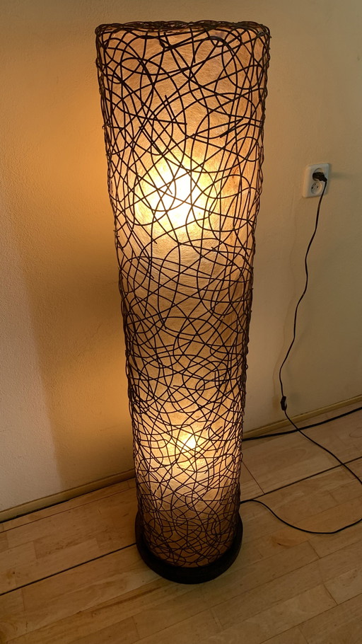 Mid Century Italiaanse Glasvezel/Rotan lamp