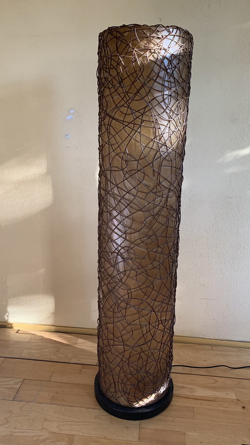 Mid Century Italiaanse Glasvezel/Rotan lamp