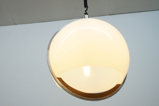 Image 1 of Vintage Kunststof plafondlamp met teakhouten handvat, jaren 70