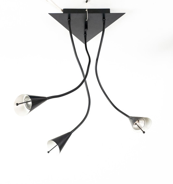 Image 1 of Hala Zeist - Plafondlamp - 3 flexibele armen - halogeen - post modern - 80's