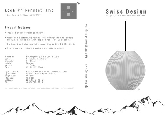 Image 1 of Swiss Design - Koch #1 Hanglamp Zwart - Beperkte oplage 1/330