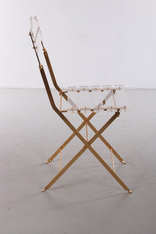 Vintage Hollywood Regency Plexiglas Eetkamerstoel Jaren '70