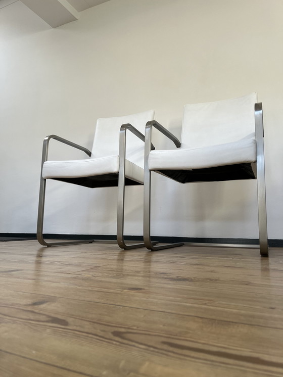 Image 1 of 2x Wit lederen design stoelen