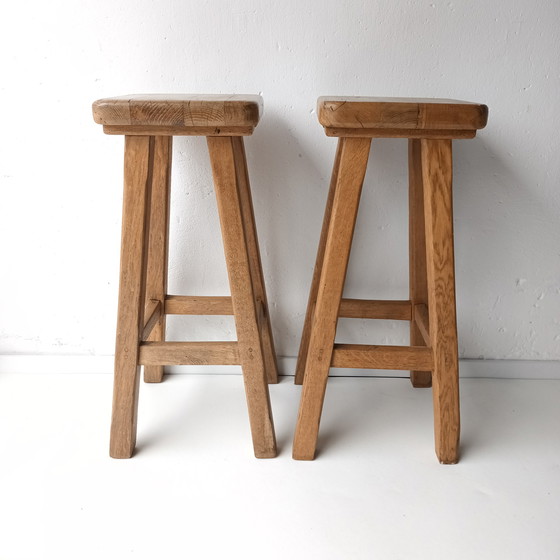 Image 1 of 2 x vintage houten barkrukken